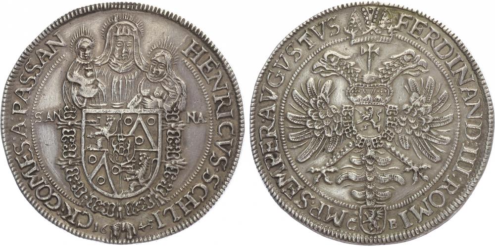 2 Tolar 1645, Plan&aacute;-Begner, BPM. - , Don.3818 var., SJ.CB10			280000, 	Tento velmi vz&aacute;cn&yacute; 2 tolar byl ražen z razidel tolaru SJ.CB13, naopak v&scaron;echny  Literaturou uv&aacute;děn&eacute; 2 tolary 1645 (Fiala.258, Don.3818, Berger.1794) byly  raženy kř&iacute;žen&yacute;mi razidly z tolarů SJ.CB13/CB14. Jedn&aacute; se tedy s velkou  pravděpodobnost&iacute; o zat&iacute;m jedin&yacute; zn&aacute;m&yacute; kus.