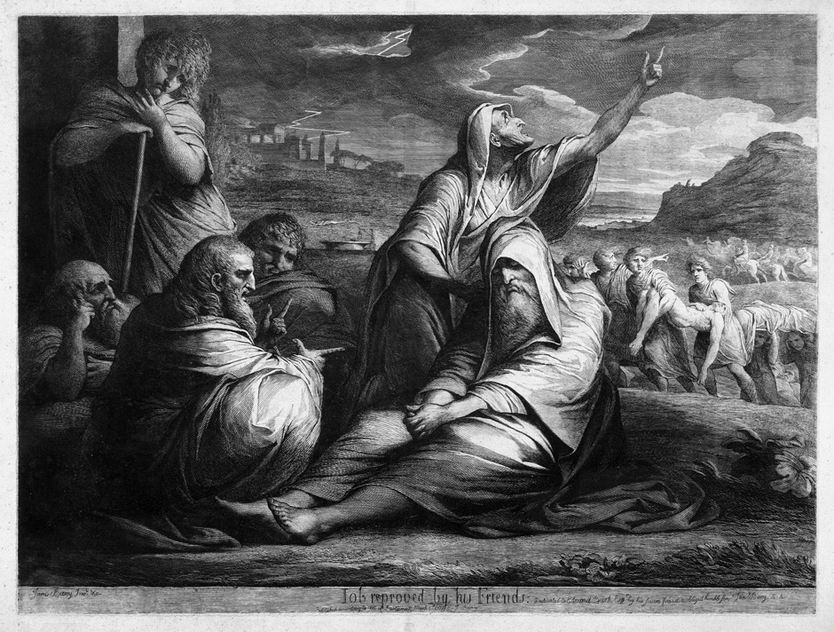 James Barry: Job se svými přáteli / 1777 / lept, mědiryt a rulety na papíře / Bassenge / č. kat. 5285 / 25 000 EUR