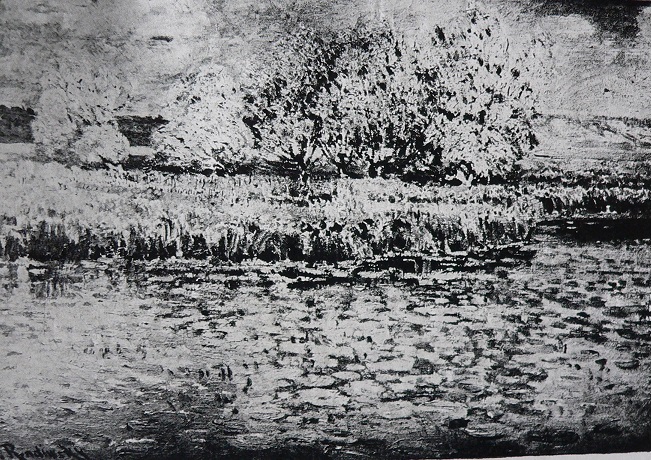 V&aacute;clav Radimsk&yacute;: Krajina s řekou, stromy a květy / Antikva, Melantrichova 5 / červen 1950 / 11 500 Kčs 