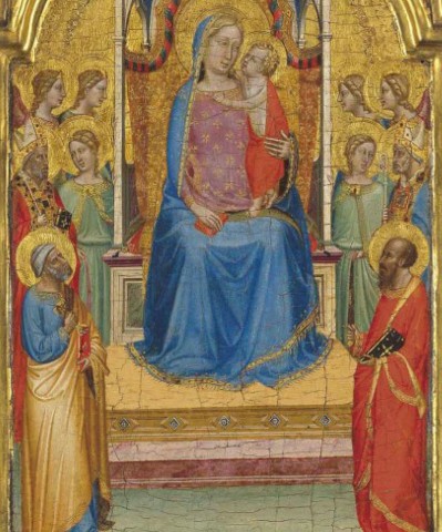 Bernardo Daddi /  Trůn&iacute;c&iacute; madona se světci  tempera a olej na desce   76.5 x 52.1 cm cena: 3 861 000 USD