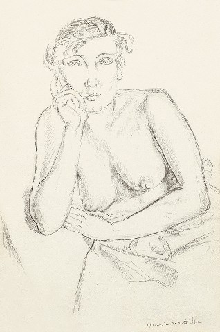 Henri Matisse: Nu En Buste / 1919–1920  tužka na papíře / 43,2 x 26,7 cm vyvolávací cena: 1 863 000 Kč