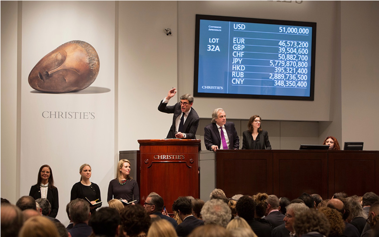 Christie&rsquo;s New York: dražba Brancusiho sochy La muse endormie, 15. 5. 2017