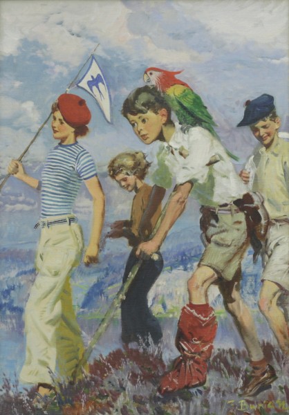Zdeněk Burian: Trosečníci z Vlaštovky, 1947, olej na plátně, 50 x 35 cm, vyvolávací cena: 680 000 Kč (+ 24% provize) Galerie Dolmen 23. 2. 2022