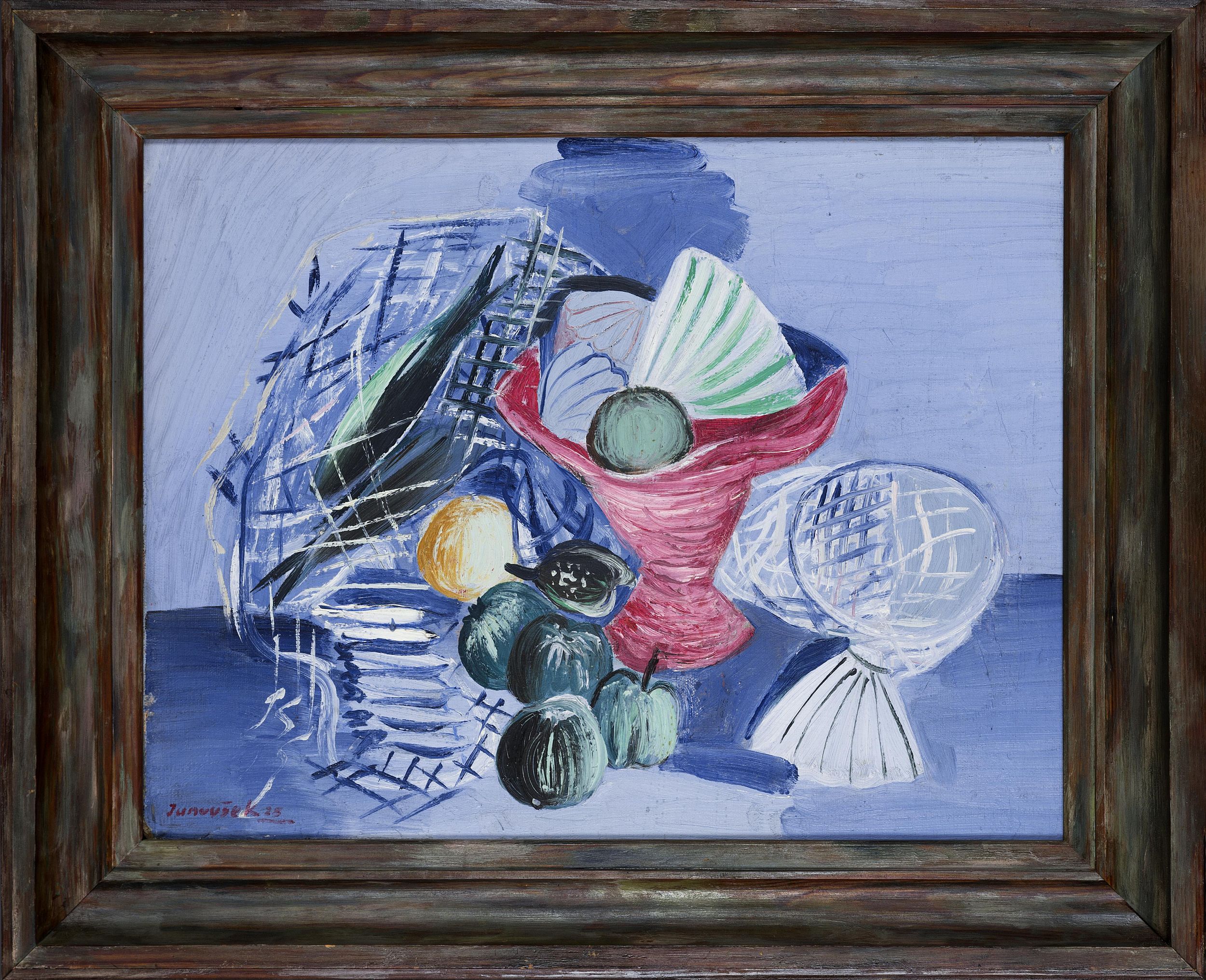 Zátiší s červeným košíkem