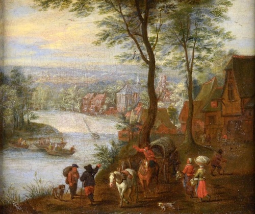 Jan Brueghel st. (n&aacute;sledovn&iacute;k): Hostinec na břehu řeky