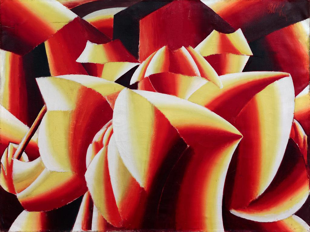 Milan Laluha: Traja chlapi, olej na pl&aacute;tne, 1965