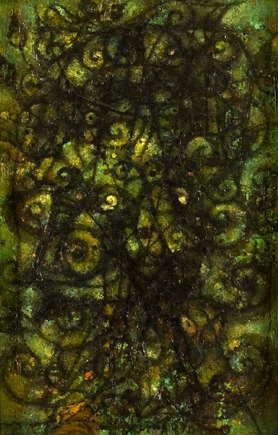 Zdeněk Sklenář: Pocta Arcimboldovi / 1970 / olej, dřevěná deska / 29,2 × 19,2 cm