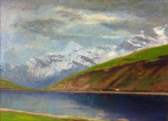 Ladislav Medny&aacute;nszky (1852-1919): Tatransk&aacute; krajina, olej na pl&aacute;tne, okolo 1905