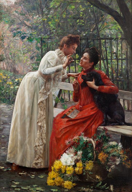 Dominik Skuteczk&yacute; (1849-1921): Lavička, olej na pl&aacute;tne, 90.roky 19. storočia